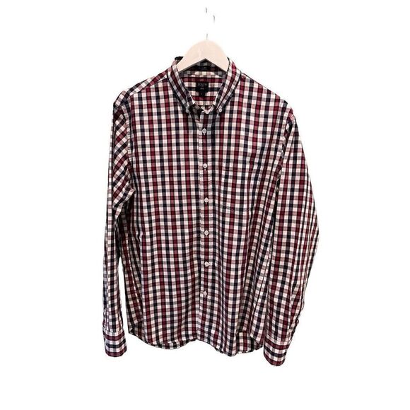 J. Crew red/white/blue checked button down shirt - L - Picture 1 of 8